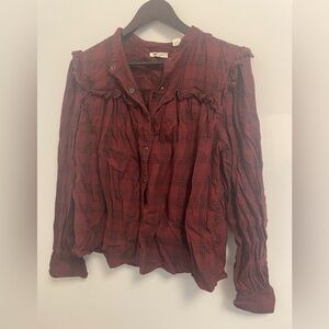 Levi's Burgundy Plaid Blouse